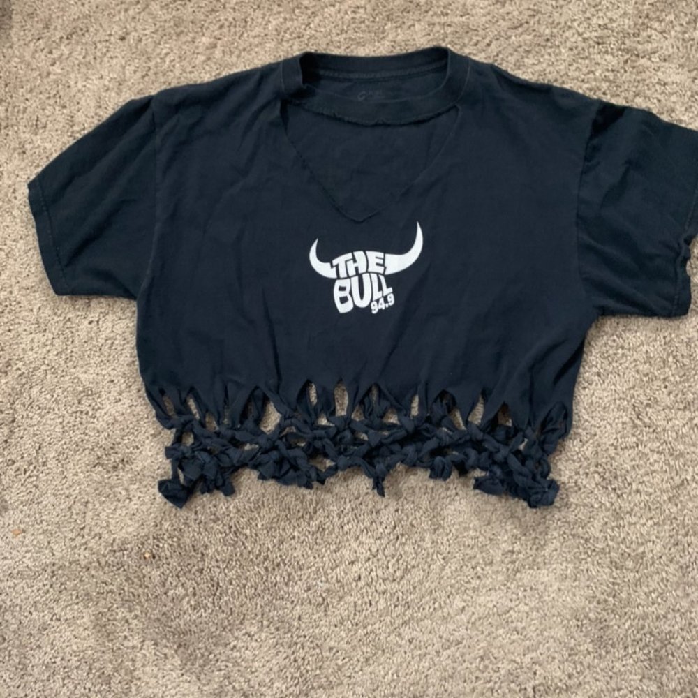 Distressed rock and roll black t-shirt